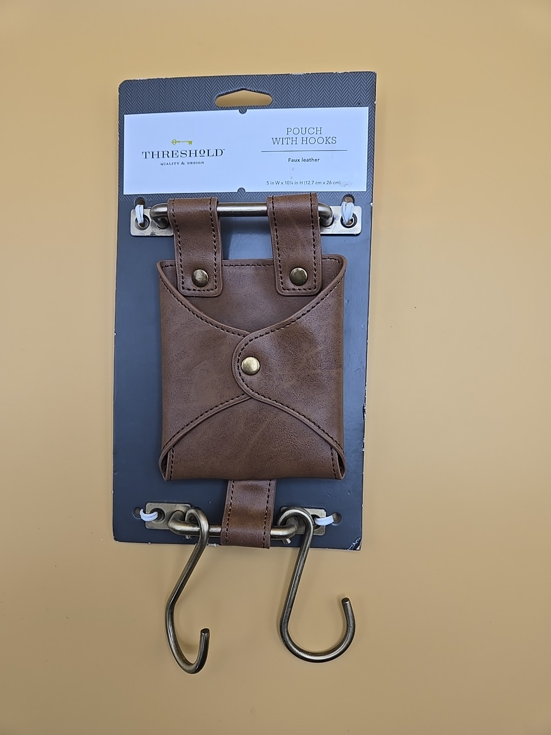 Threshold Utility & Design! Faux Leather Pouch With Hooks! 5 in W x 10 1/4 in H! gallery