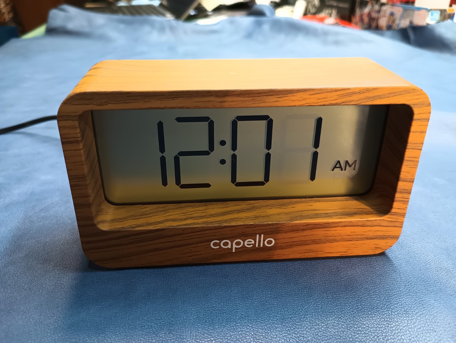Capello Window Digital Alarm Clock with USB 2A Charger Wood Finish gallery
