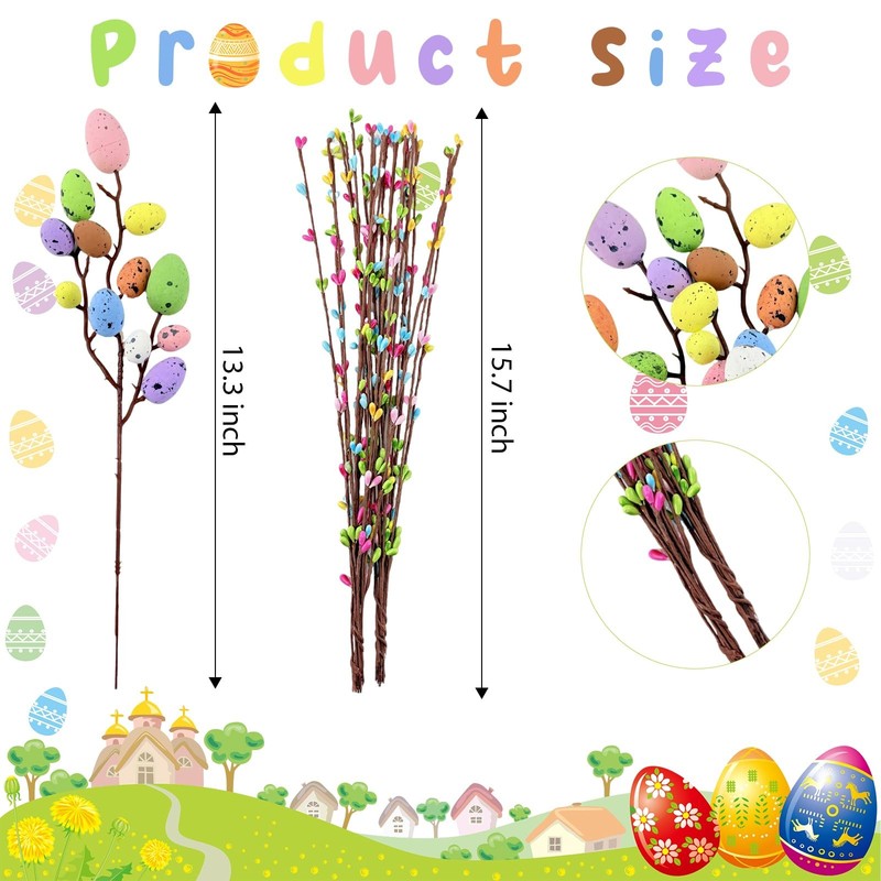 Artificial Easter Picks Easter Spray Vine with Pastel Easter Eggs Berries Flo... gallery