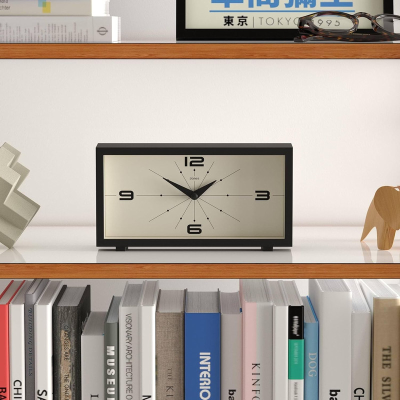 ® Odeon Desk Clock | Modern Rectangular Design | Black | Stylish Retro Look for gallery