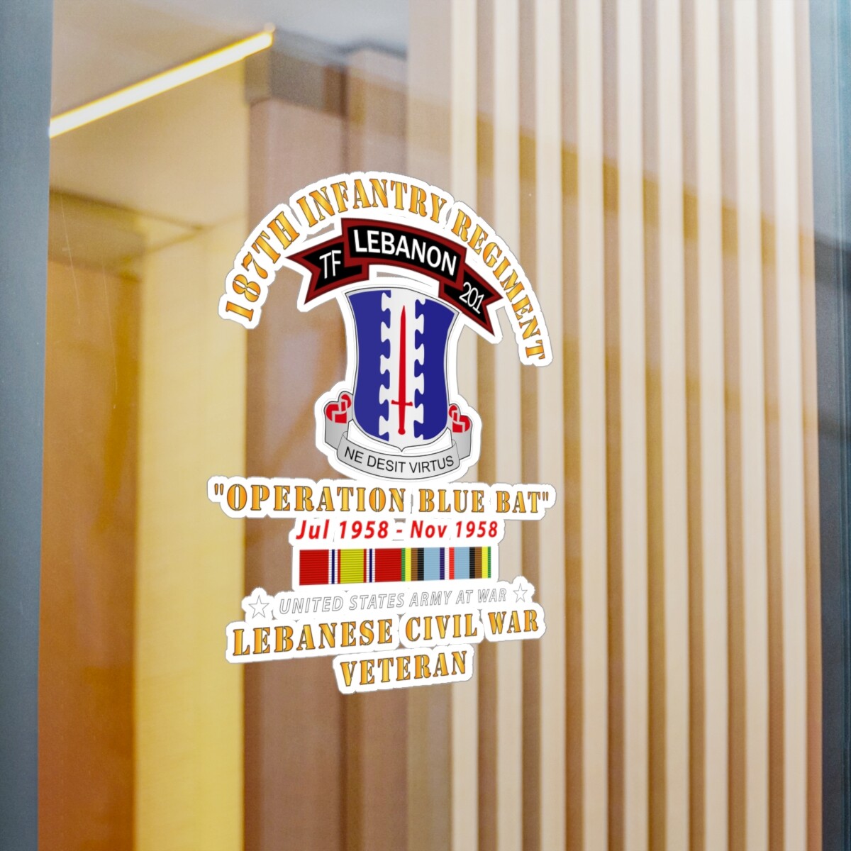 Kiss-Cut Vinyl Decals - Army - 187th Infantry Regiment - TF 201 - Lebanon Civil gallery