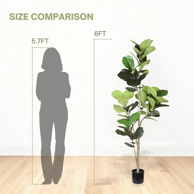 6FT Artificial Fiddle Leaf Fig Tree with Black Plastic Pot,Indoor Plant gallery