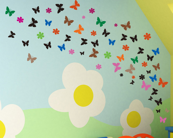 32 Multi Size/Colour Butterflies & Flowers Art Vinyl Wall Stickers HIGH QUALITY gallery