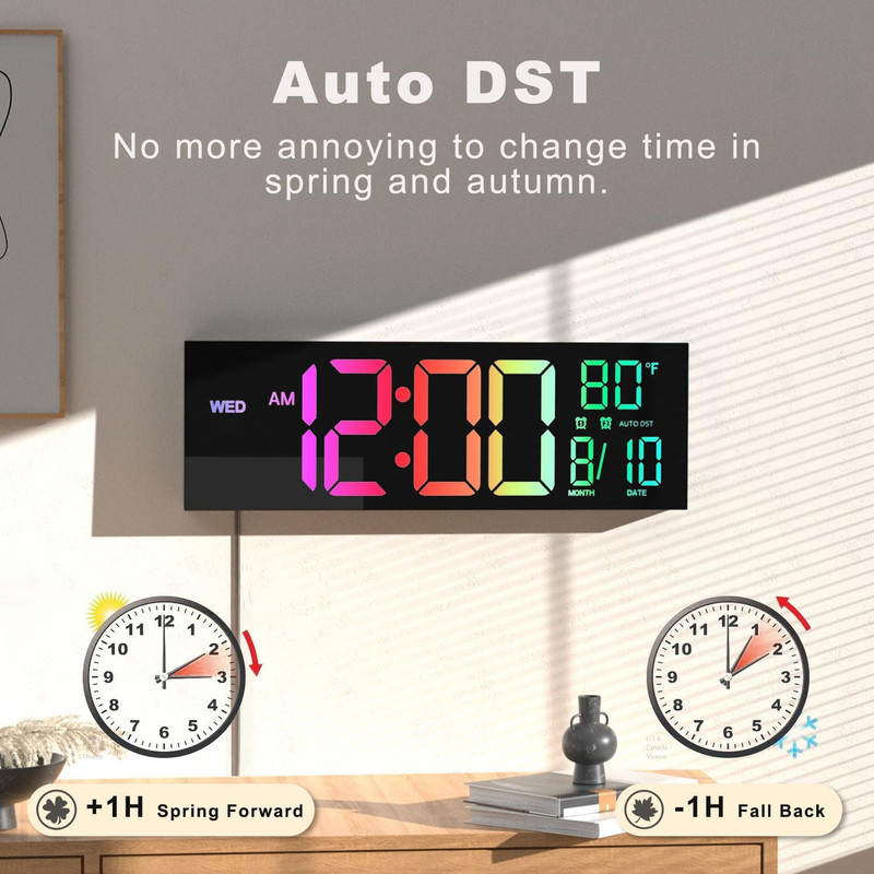 16" Large Digital Wall Clock with Remote Control, Dual Alarm with Big LED Screen gallery