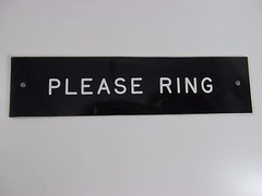 PLEASE RING SIGN/PLAQUE WALL OR DOOR MOUNTED BLACK PLASTIC 8″ X 2″