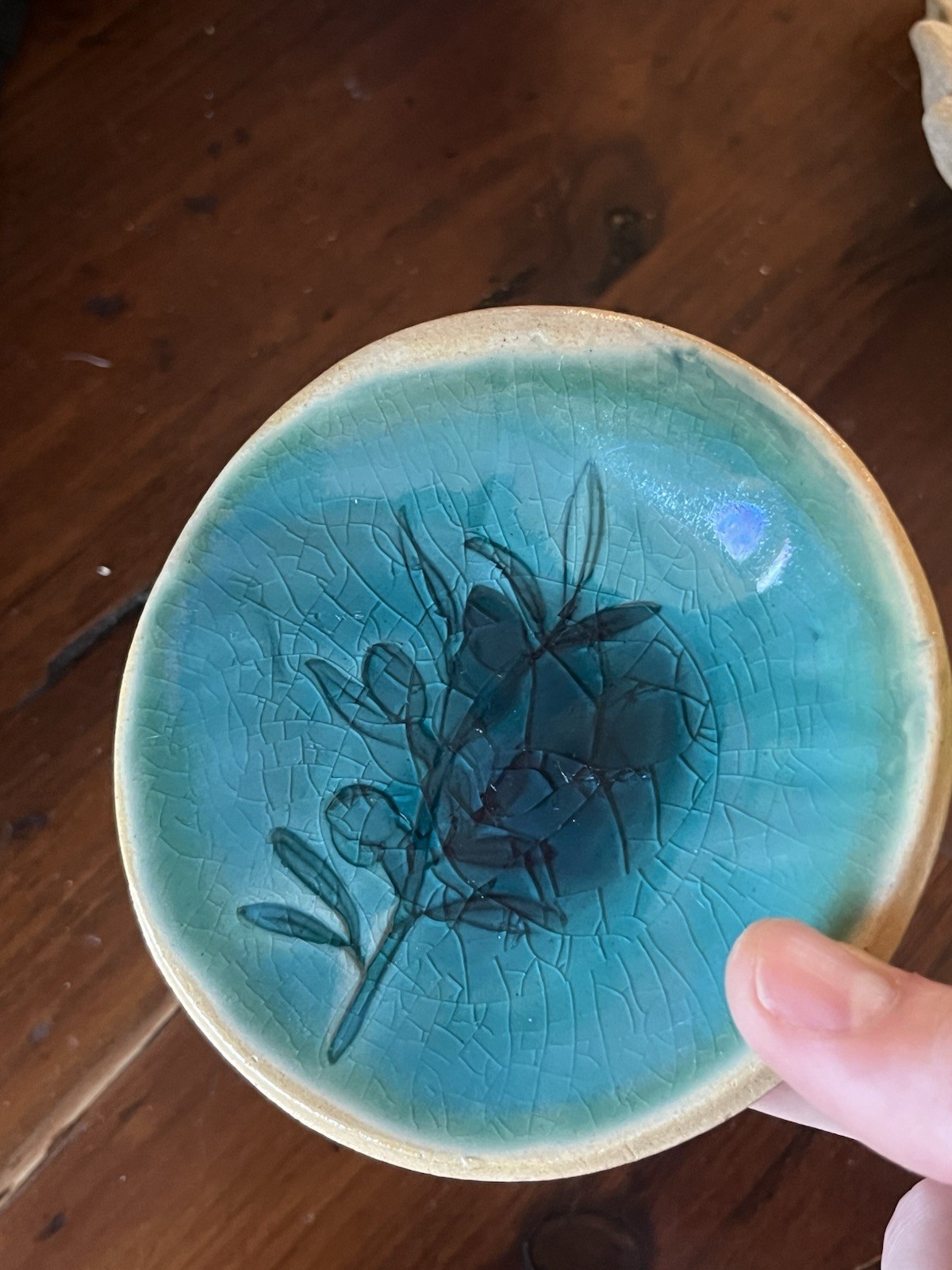 Unique Handmade Botanical Ceramic Trinket Plate Bowl Made In Israel New In Box gallery