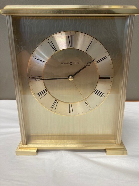 Howard Miller Exton Table Clock, Brass Finish- 645569 NEW IN ORIGINAL BOX gallery