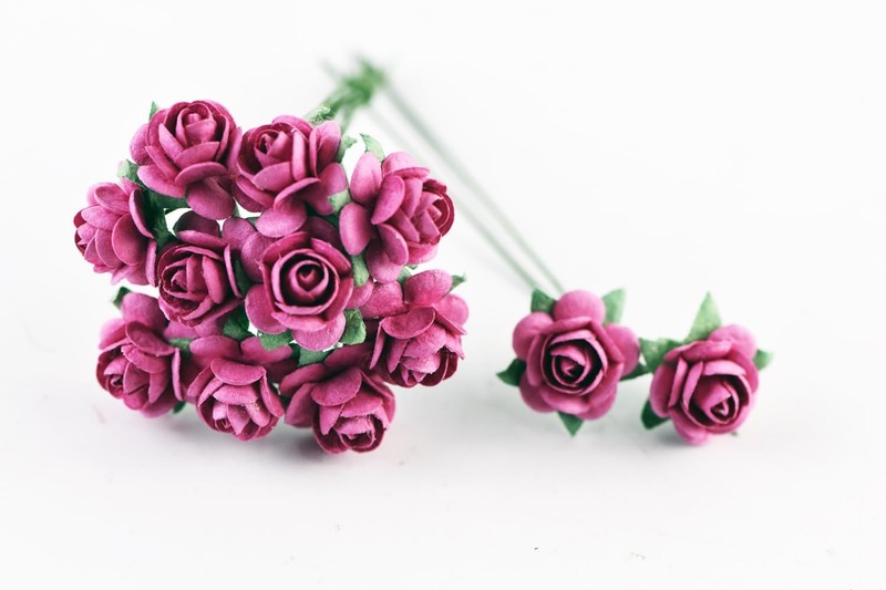 100 Pcs Tiny Artificial Roses Mixed Pink Mulberry Paper 15-18 mm Scrapbook gallery