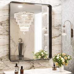 Black Rectangular Wall Mirror 24×32″ – Metal Frame for Bathroom & Home Decor