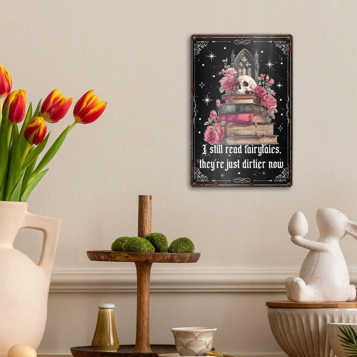 Gothic Book Lover Reader Home Library Wall Metal Sign Decor, Bookworm Bookish De gallery