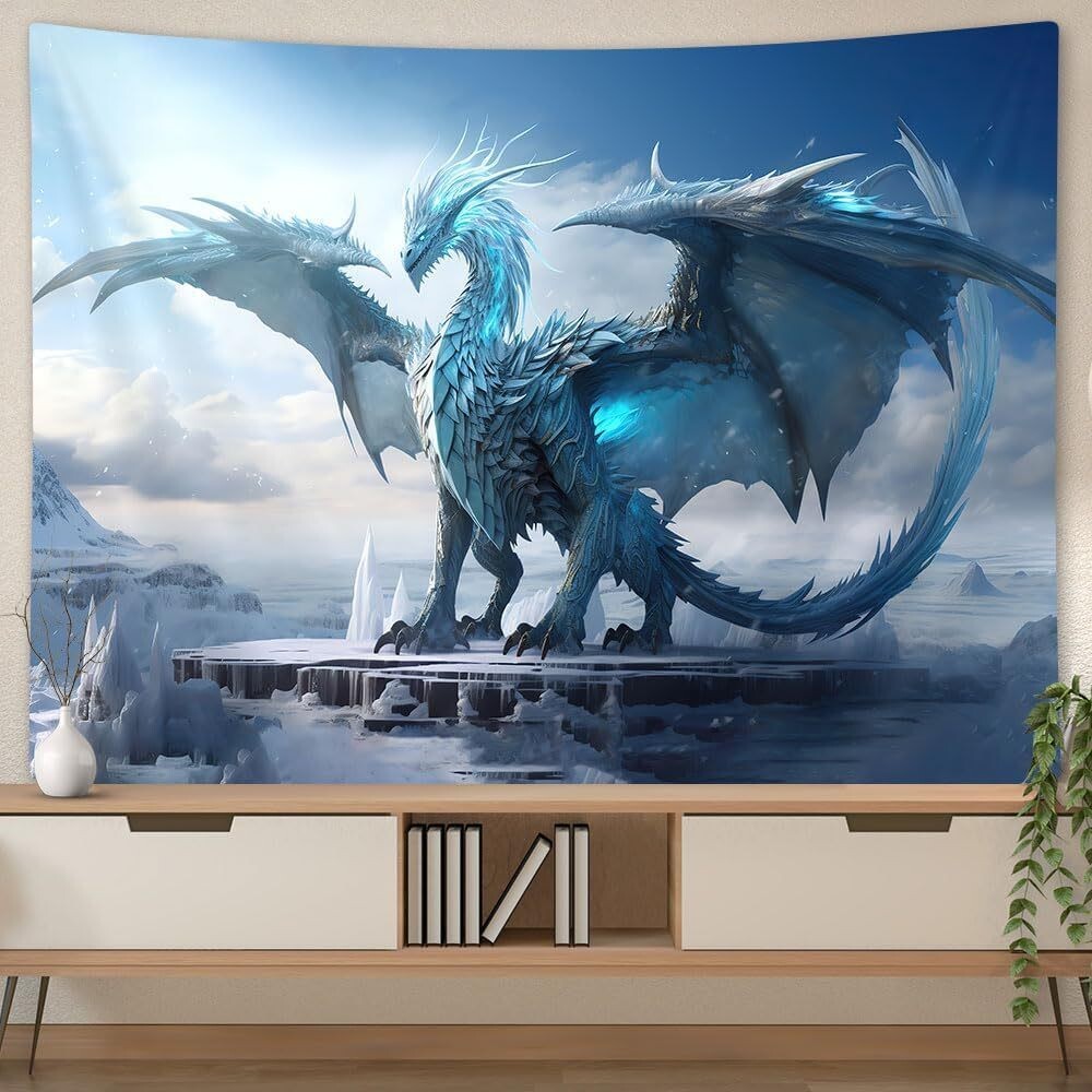 Blue Dragon Extra Large Tapestry Wall Hanging Art Fabric Background Banner gallery