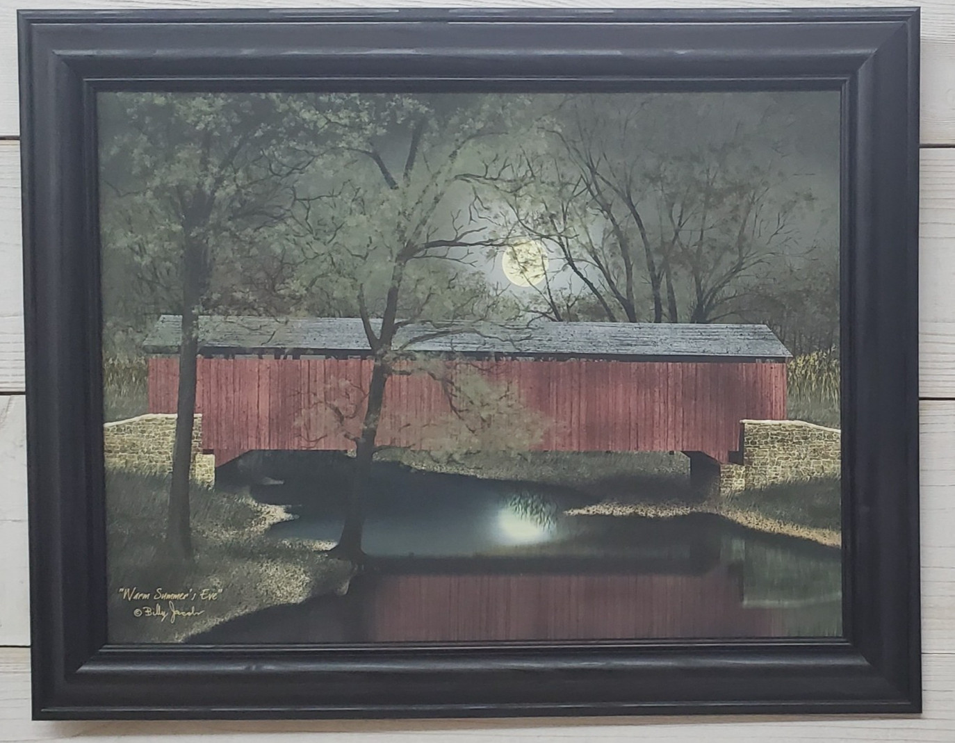 Billy Jacobs "Warm Summers Eve" covered bridge Print Framed 12x16 wall picture gallery