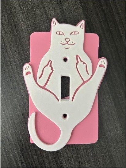 Funny Cat Middle Finger Light Switch Cover Gag Gift Unique Home Idea Cat Lover gallery