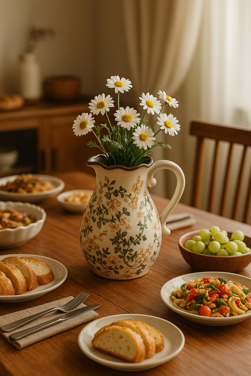 Ceramic Pitcher Vase-Rustic Farmhouse Floral Table Decor gallery
