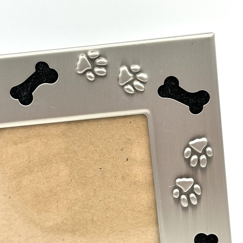 Green Tree Gallery Silver Picture Frame 3x5 Inch Photo Dog Paw Print & Bone gallery