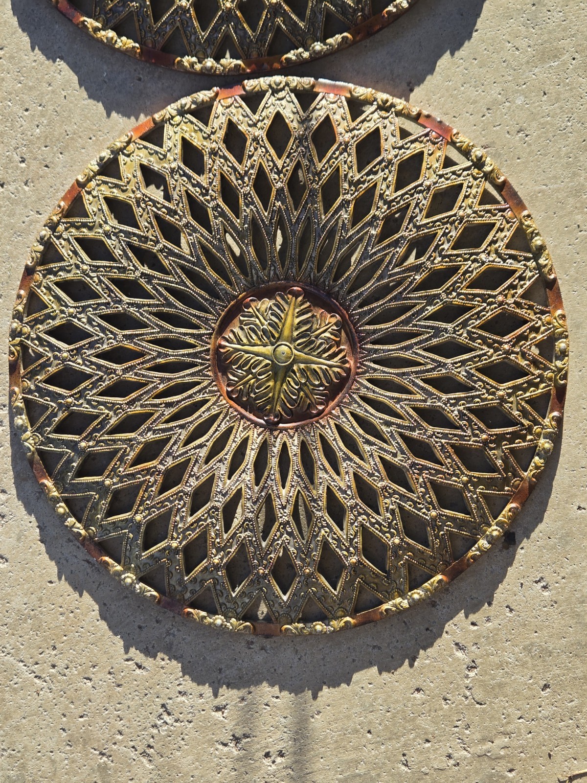 Set Of 2: 15 1/2 In Round Wall Decor With Diamond / Mandala Design gallery