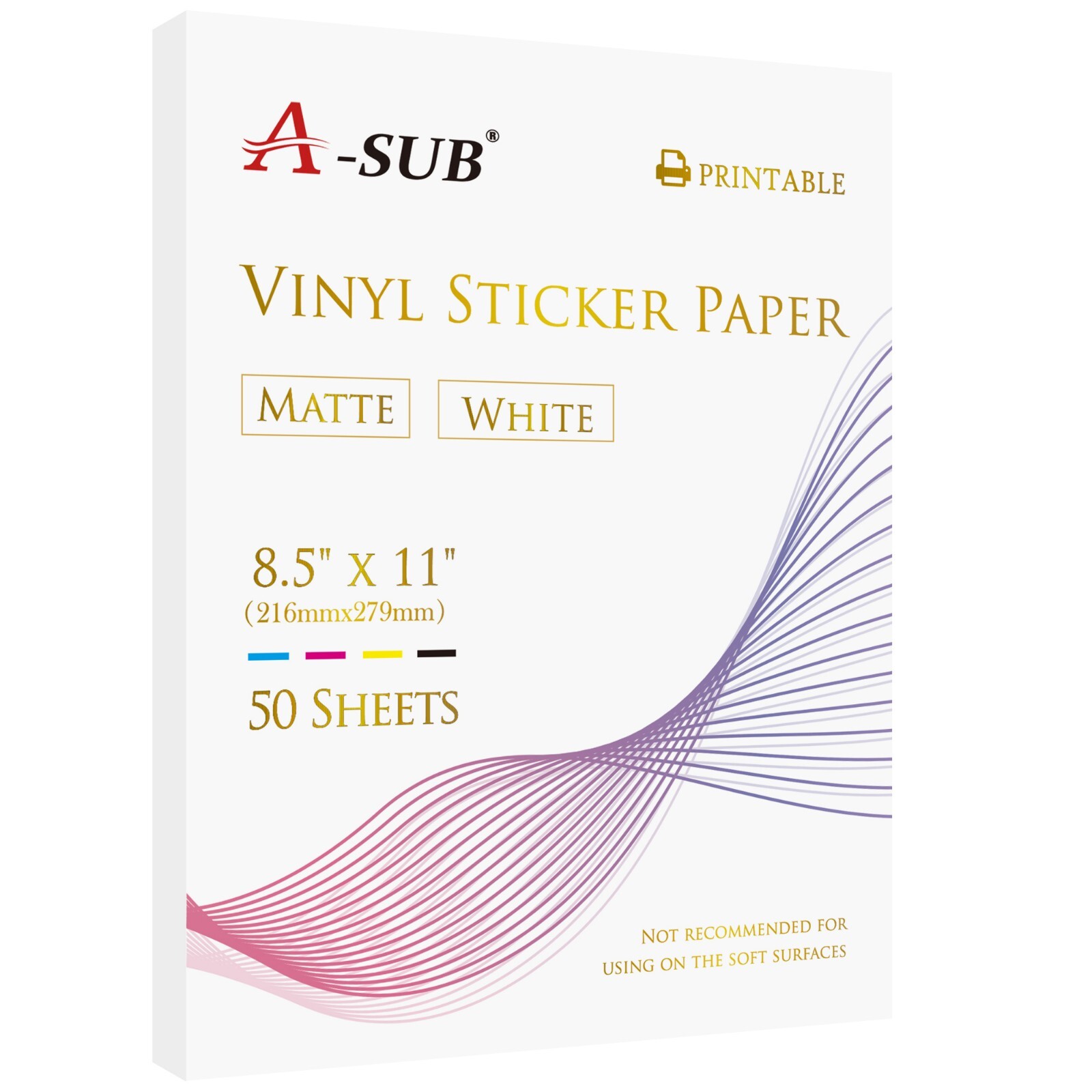 A-SUB Printable Vinyl Sticker Paper for Inkjet Waterproof Matte White 50-200 PK gallery
