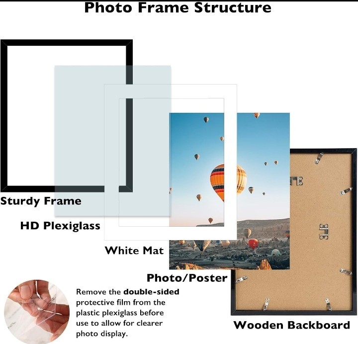 Black 25x20 Picture Frame, Display Poster 16x20 with Mat (TEAL796) gallery