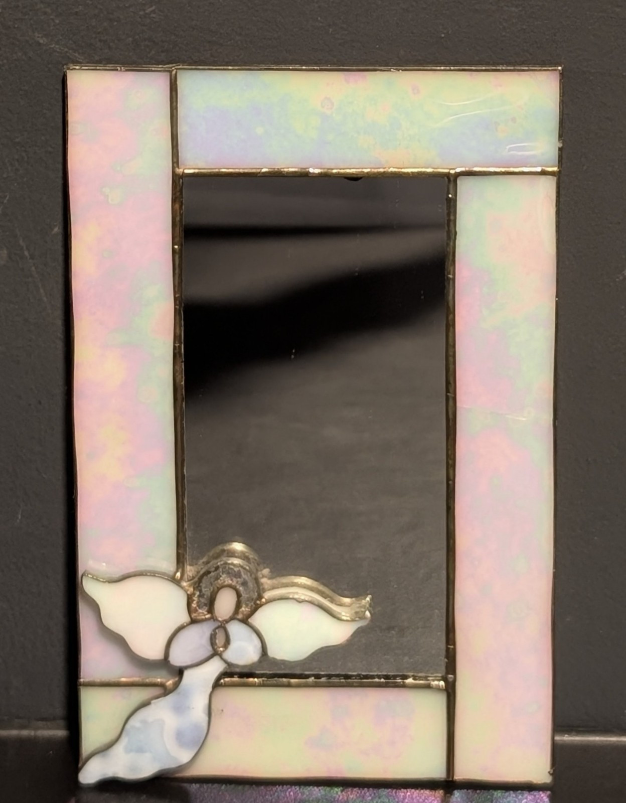 Hanging Stained Glass Rectangular Mirror w/ Angel - 7"x4.5" gallery