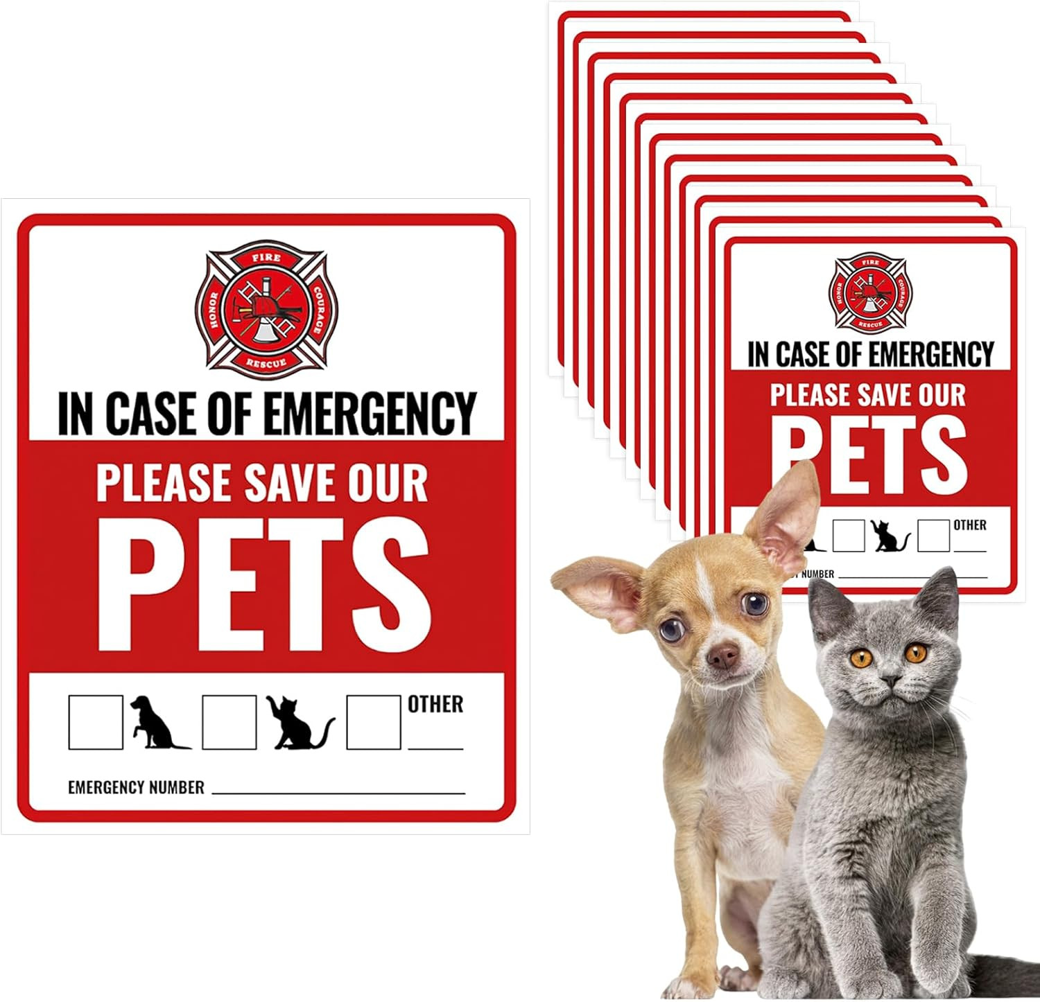 12Pcs Pets inside Fire Rescue Sticker - 12X10Cm Emergency Pet Alert Safety Decal gallery