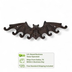 Austin Bat Wall Hook – Rustic Cast Iron Key Holder, Gothic Decor Gift for Bat Fa