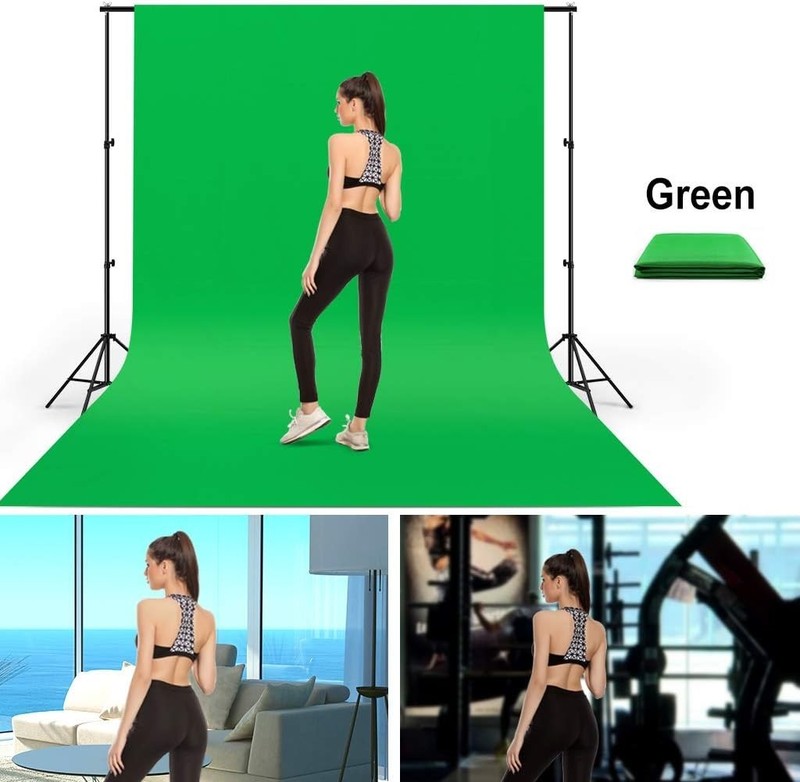 10X20ft Large Green Screen Backdrop, Two Rod Pocket Polyester Curtain w 4 Clamps gallery