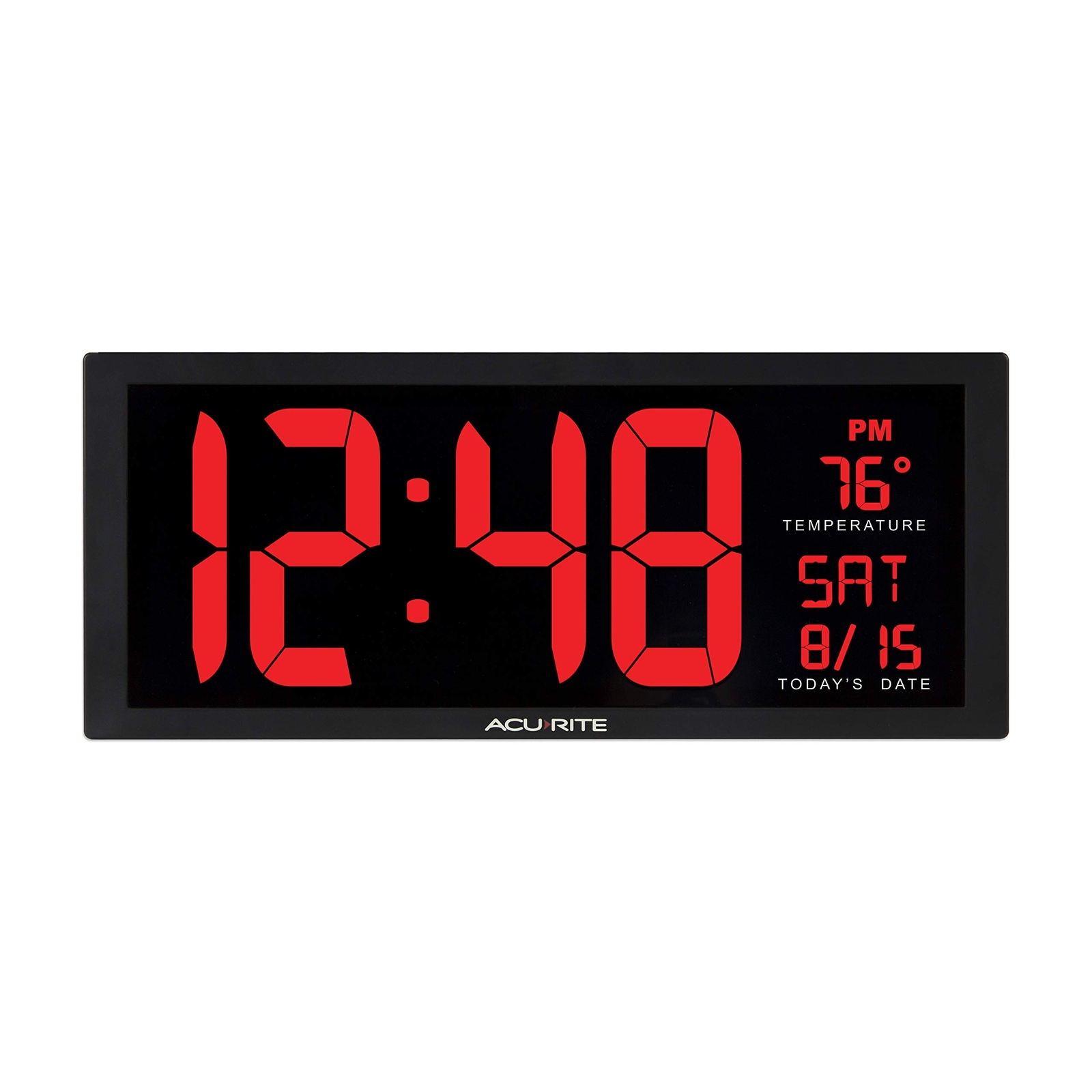 AcuRite Large Digital LED Oversized Wall Clock with Date and Temperature Perfec gallery