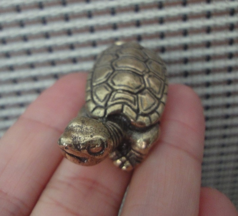 Solid Brass Turtle Decorative Figurine Small Animal Bronze Color Statue gallery