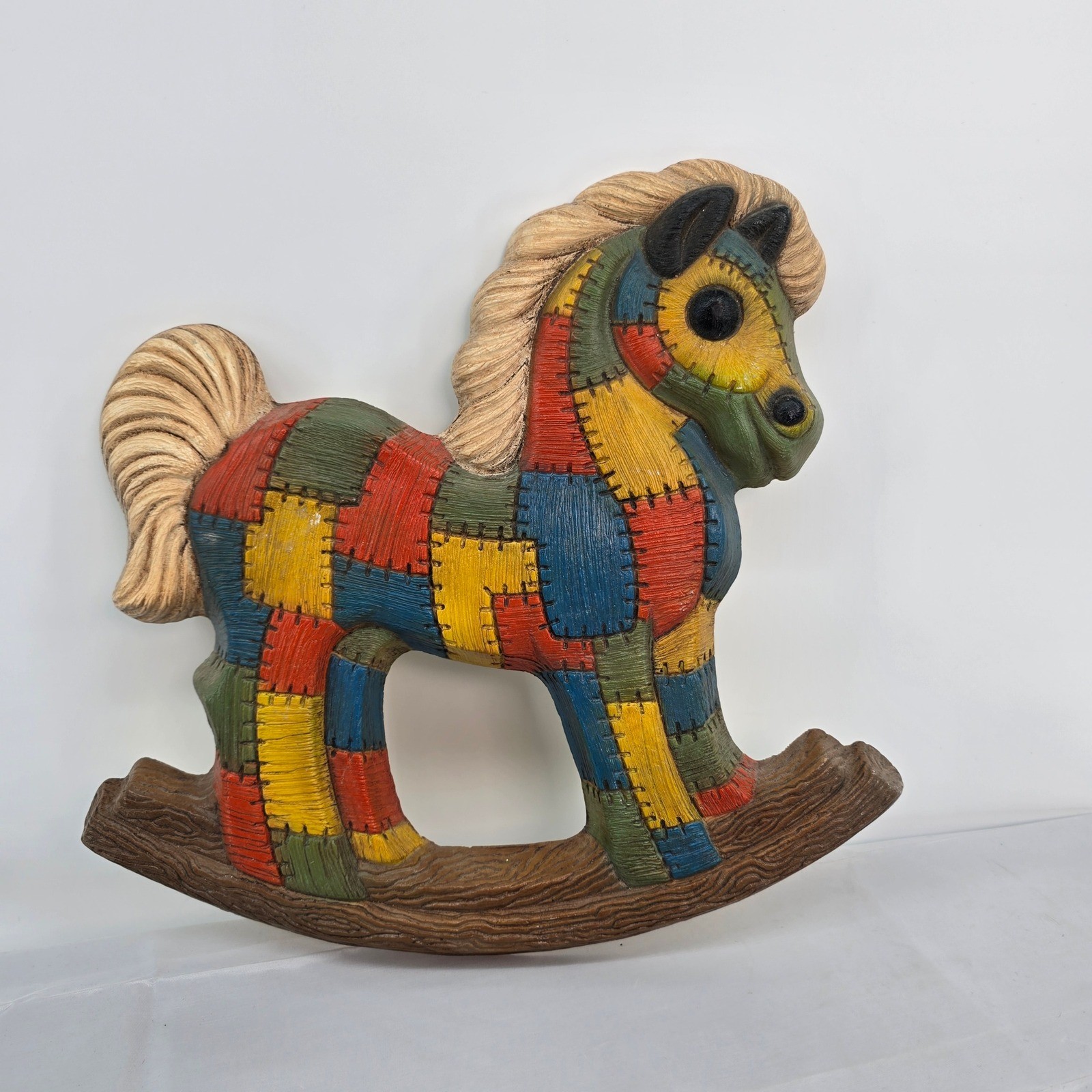 Vintage Patchwork Rocking Horse Wall Hanging Plaque Nursery Decor Multi-Color gallery