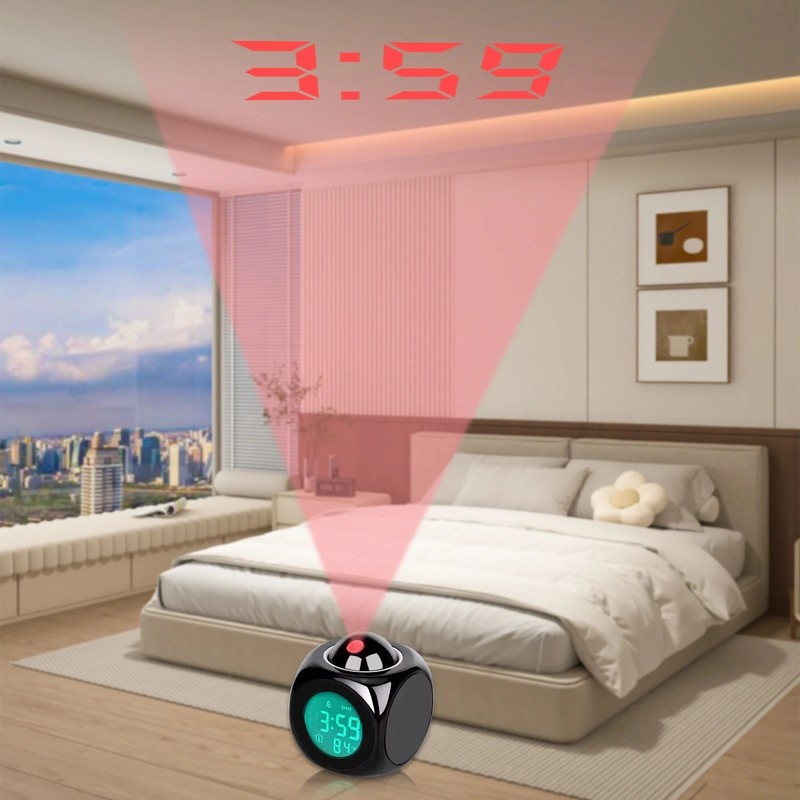 Projection Alarm Clock Ceiling Display Snooze Desk Table Clock gallery