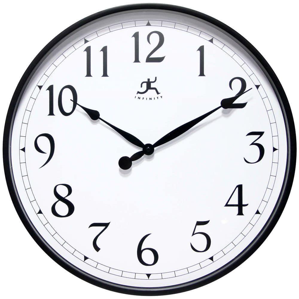 Infinity Instruments Wall Clock 18" Black Office Silent Movement Quartz Movement