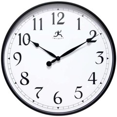 Infinity Instruments Wall Clock 18″ Black Office Silent Movement Quartz Movement
