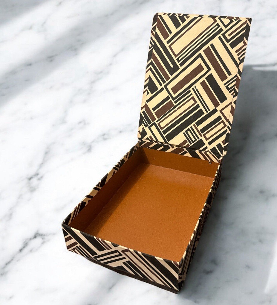 Abstract Pattern Cardboard Decorative Box Brown Beige Black Rectangular gallery