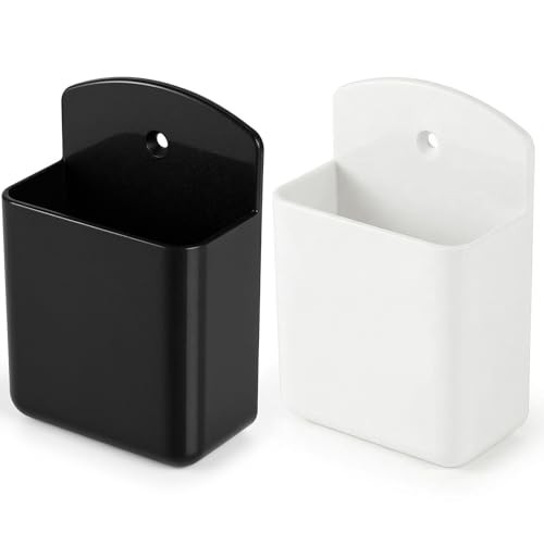 2 PCS Remote Control Holder Wall Mount, TV Remote Set of 2-1 White+1 Black gallery