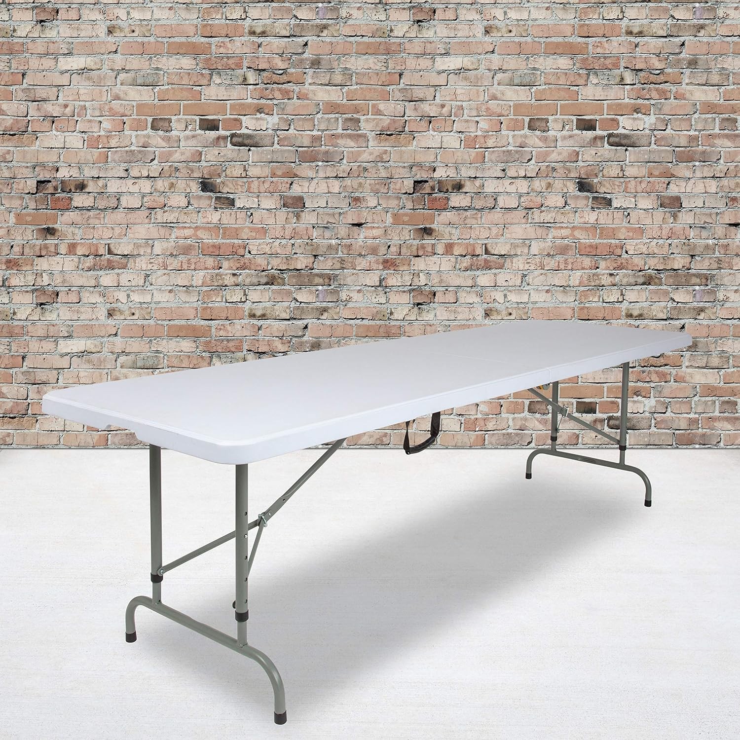 8' Height-Adjustable Rectangular Bi-Fold Plastic Folding Table, Long Plastic gallery