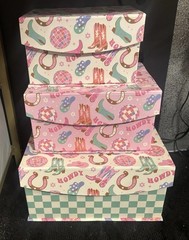 Stackable Cute Cowgirl Decorative Boxes (3 Piece Set)