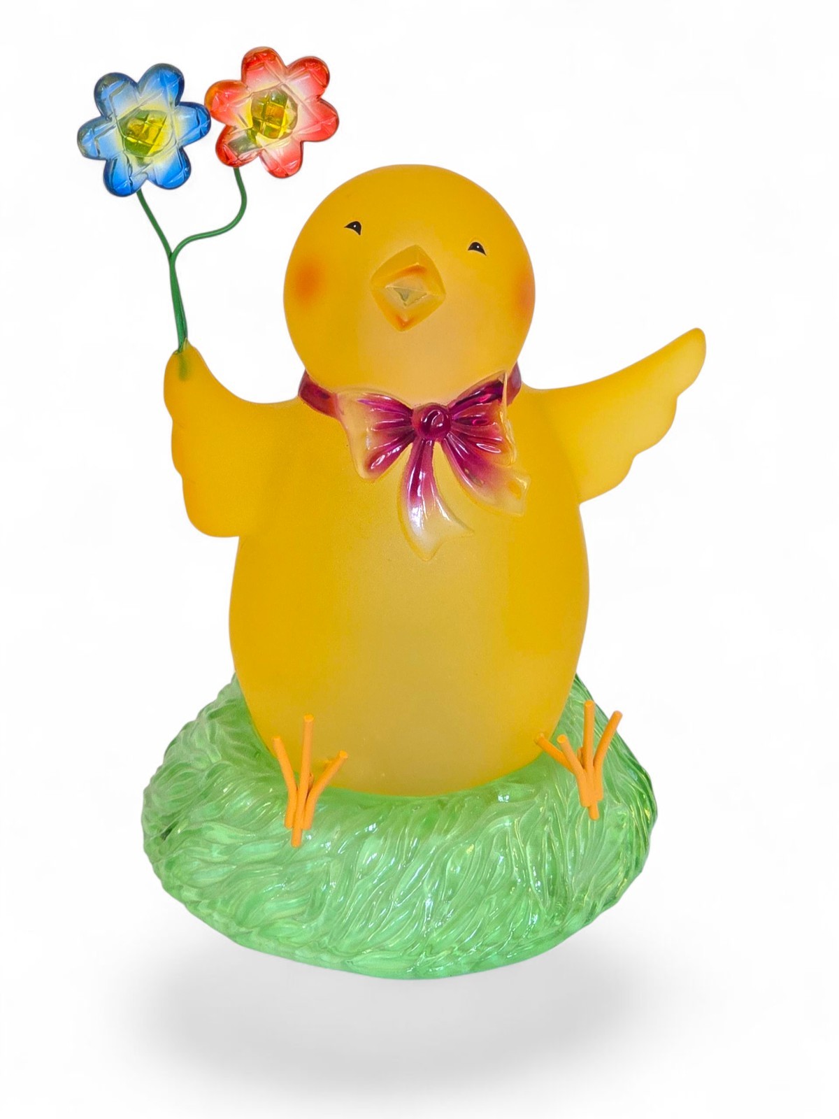 Avon Lighted Glass Spring Chick Holding Flowers Figurine 2002 Color Changing gallery