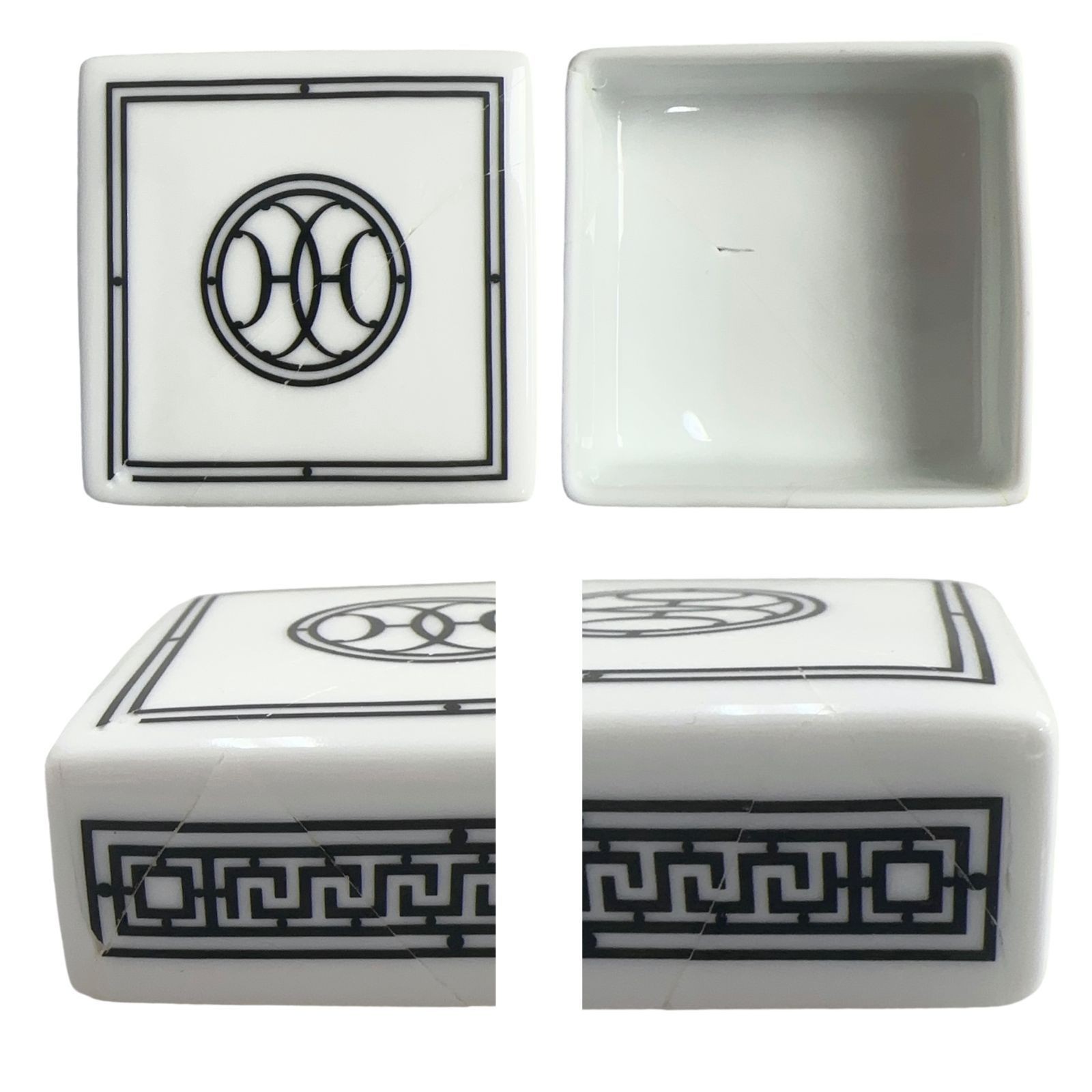 HERMES H Deco Sugar Box Container Porcelain Tableware Interior With Box gallery
