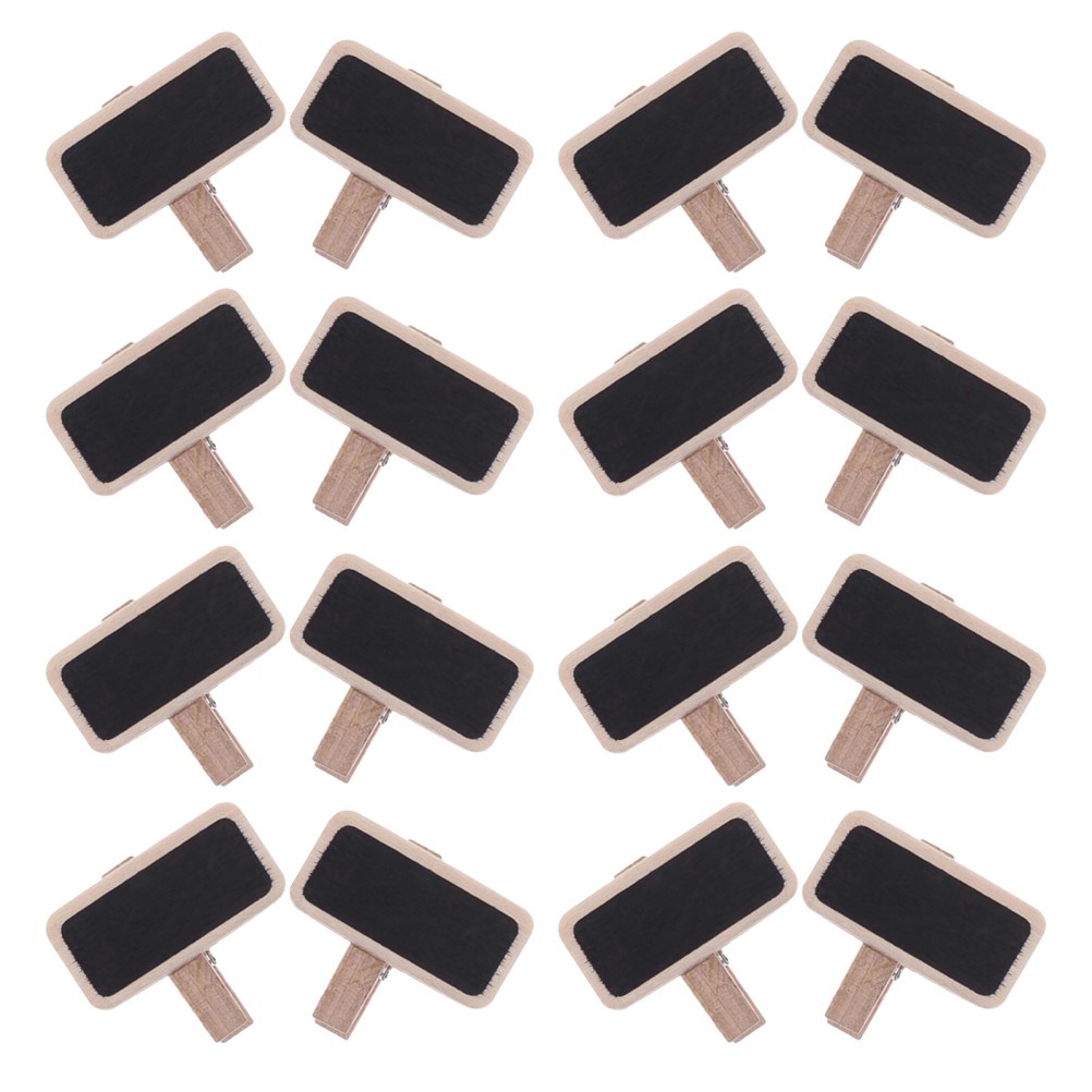 100Pcs Mini Wooden Chalkboard Clips Reusable Food Tags Table Number Signs gallery