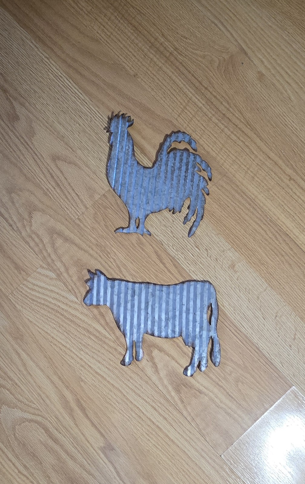 Rustic Corrugated Metal Rooster Cow Wall Art Farmhouse Barn Country Decor Set gallery