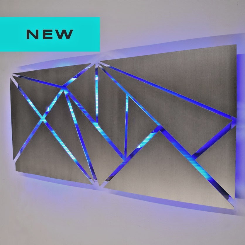 Modern Large Geometric Abstract Metal Wall Art LED Decor Painting - Brian Jones gallery