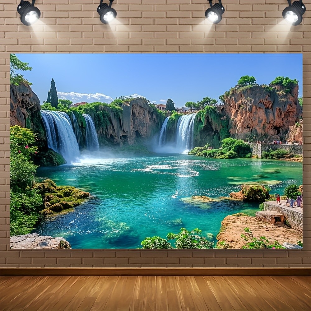 1pc, Polyester Waterfall Scenery Wall Tapestry, 100% Polyester, Universal Holida gallery