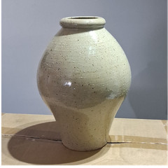 Threshold Studio McGee Speckled Beige Stoneware Vase, Decorative Watertight .