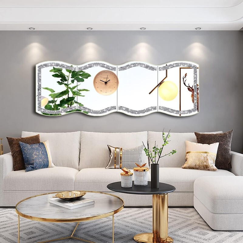 Wave Pattern Full Length Crushed Diamond Mirror Set of 4 - 11x15 Inch gallery