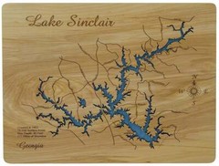 Lake Sinclair, GA – Laser Cut Wood Map | Wall Art | Made to Order