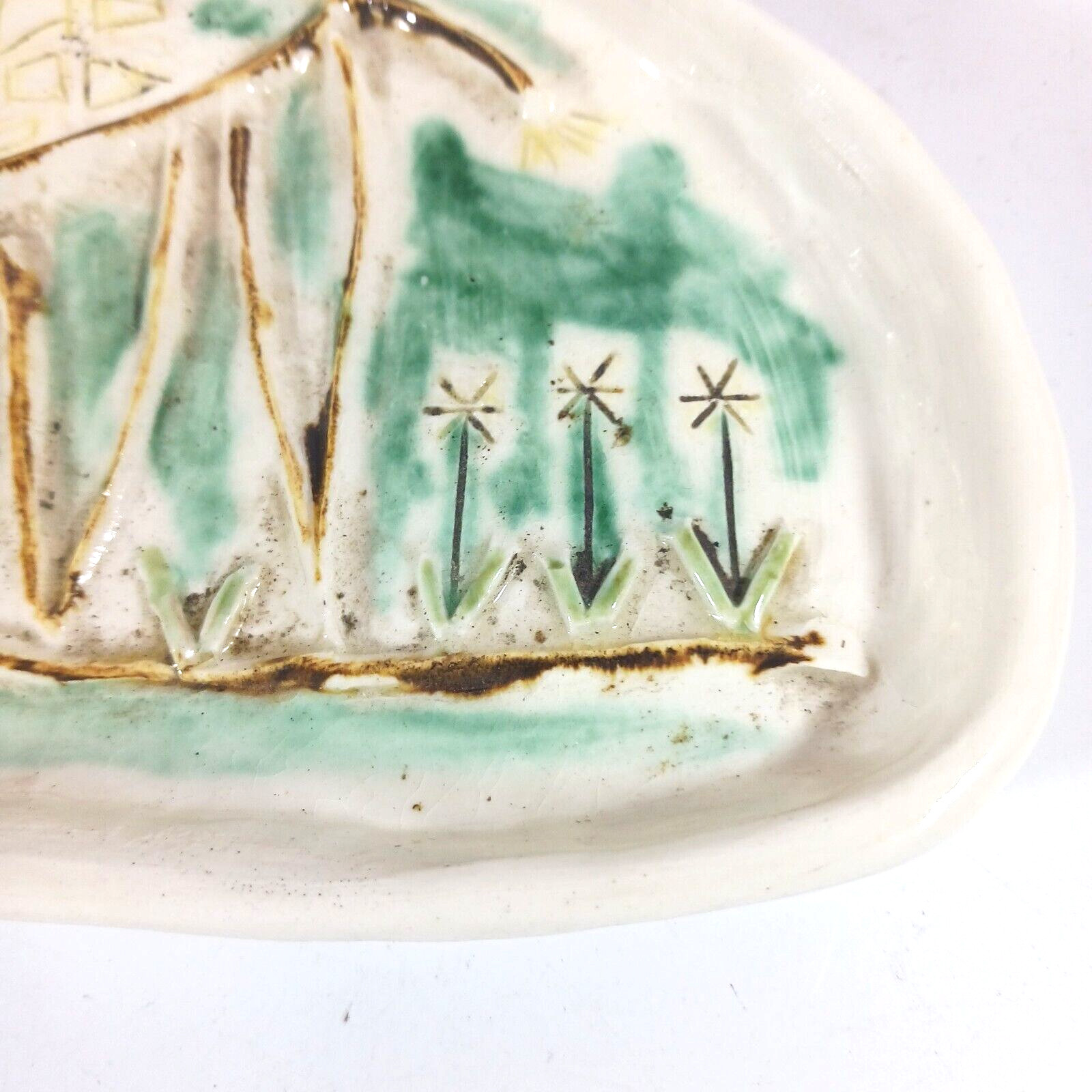 Giraffe Ceramic Clay Trinket Tray Dish MCM Handmade Naif Naive gallery