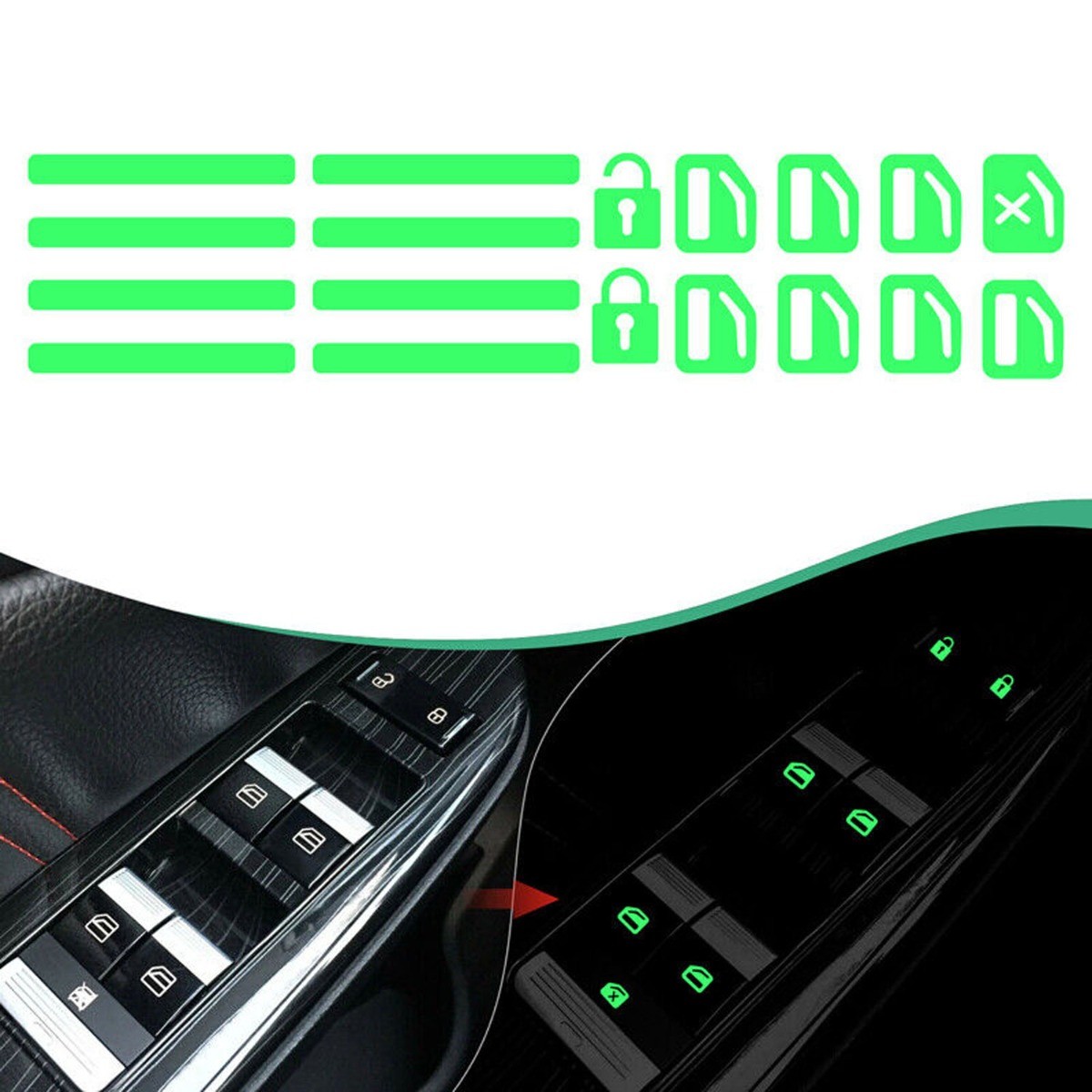 Car Window Button Luminous Sticker Lifter Switch Night Fluorescent gallery