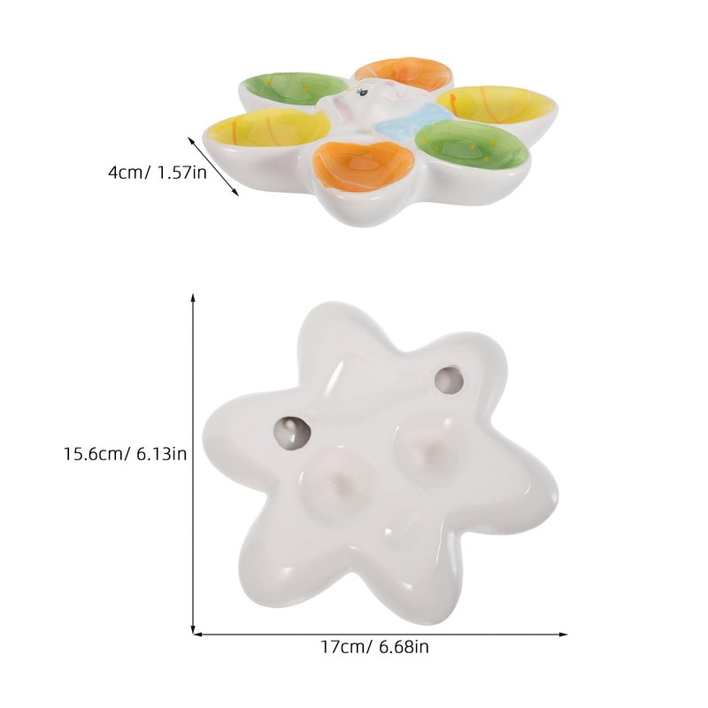 Ceramic Deviled Egg Platter, Easter Serving Plate - 6 Hole Bunny Design Devil... gallery