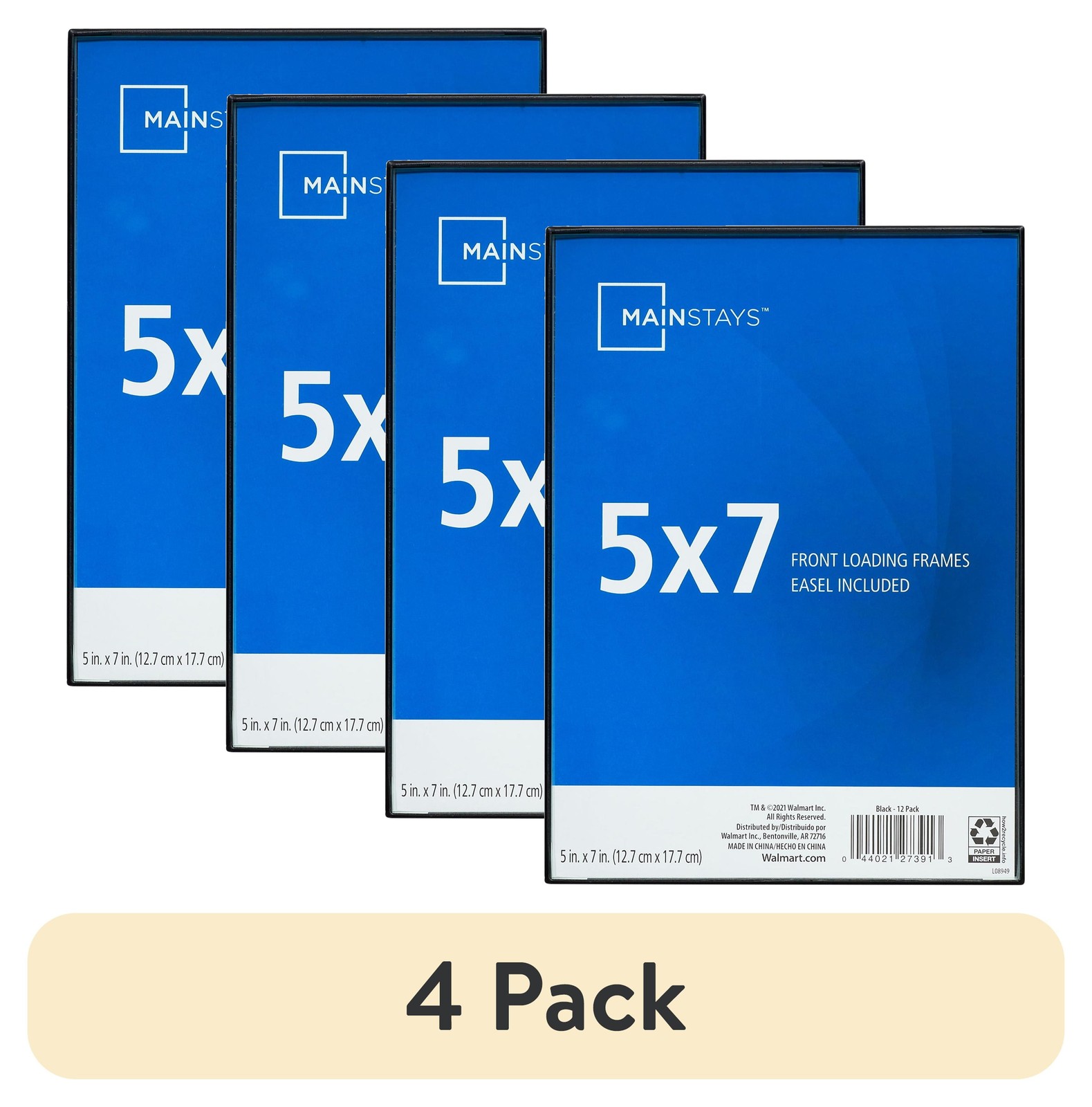 (4 pack) 5x7 Front Loading Tabletop / Wall Picture Frame, Black gallery