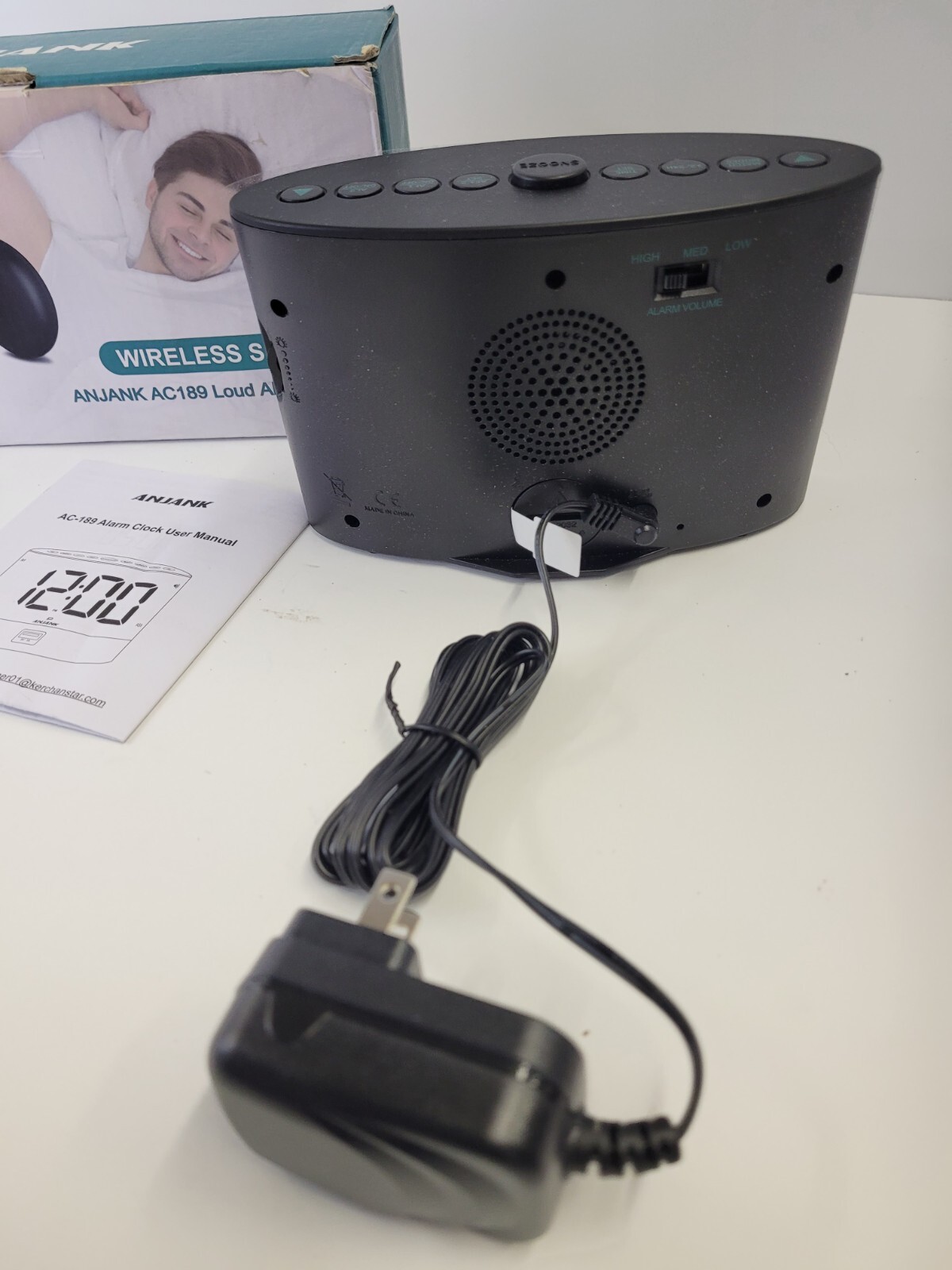 Alarm Clock with Wireless Shaker Anjank AC 189 Loud Brand New Open Box gallery